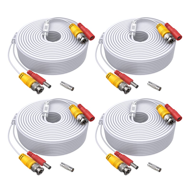 ANNKE 4 Pack 150 Feet Security Camera Cable, All-in-One BNC Video and Power CCTV Cameras Cables Wire with Two Female Connectors for Surveillance Cams System(White)-W100 - Image 1